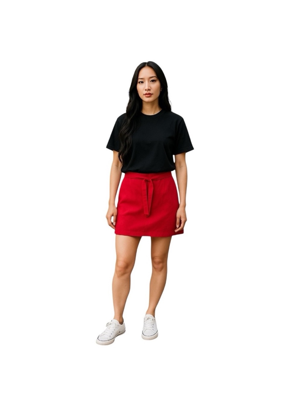 Jules & Leopold NWT red pull on tie front elastic waist summer skirt extra large